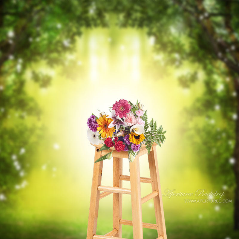 Enchanted Spring Forest Shiny Photoshoot Backdrop