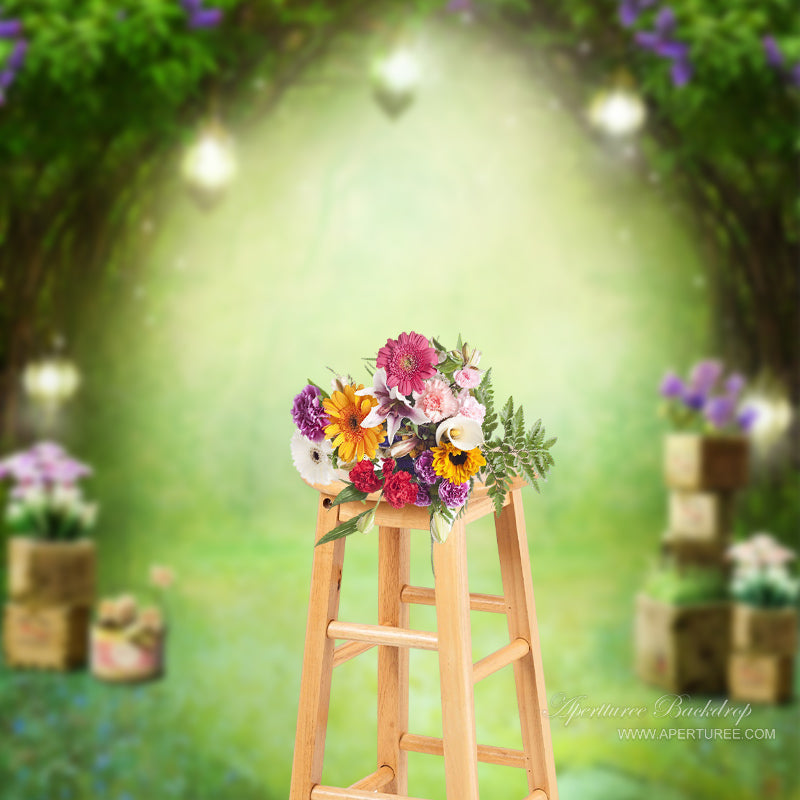 Purple Flowers Grassland Forest Spring Backdrop For Photo