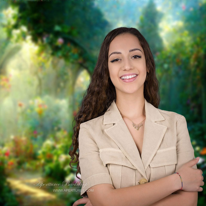 Secret Colorful Greenery Garden Flower Arch Backdrop