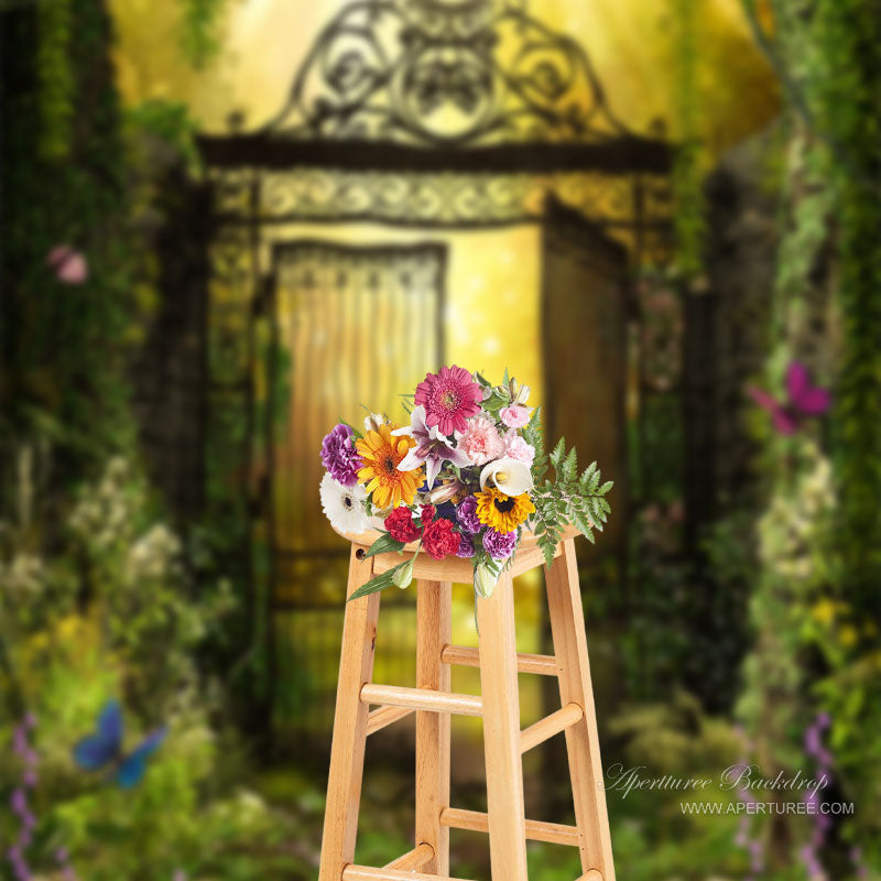 Spring Secret Iron Garden Gateway Photo Backdrop