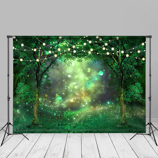 Bokeh Green Glitter Light Forest Spring Backdrop
