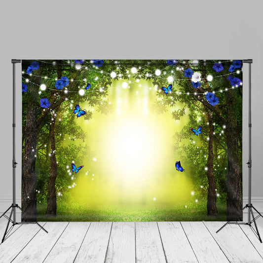 Floral Butterfly Forest Lignt Spring Cloth Backdrop