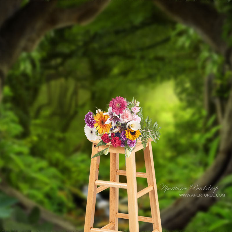 Green Forest Path Jungle Plants Spring Photo Backdrop