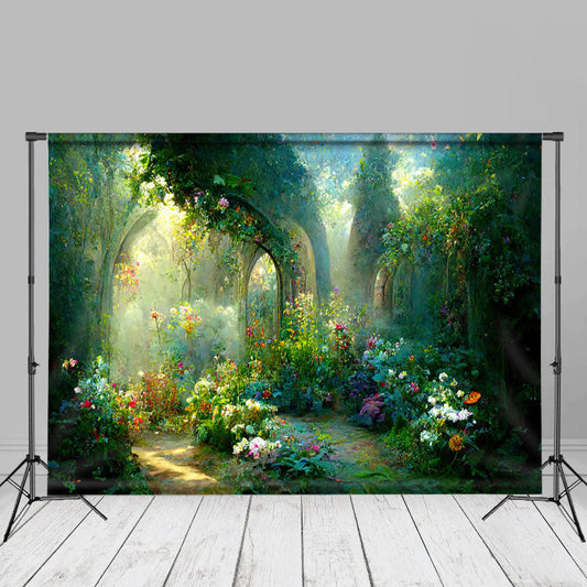 Secret Colorful Greenery Garden Flower Arch Backdrop