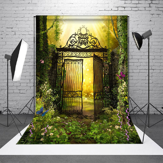 Spring Secret Iron Garden Gateway Photo Backdrop